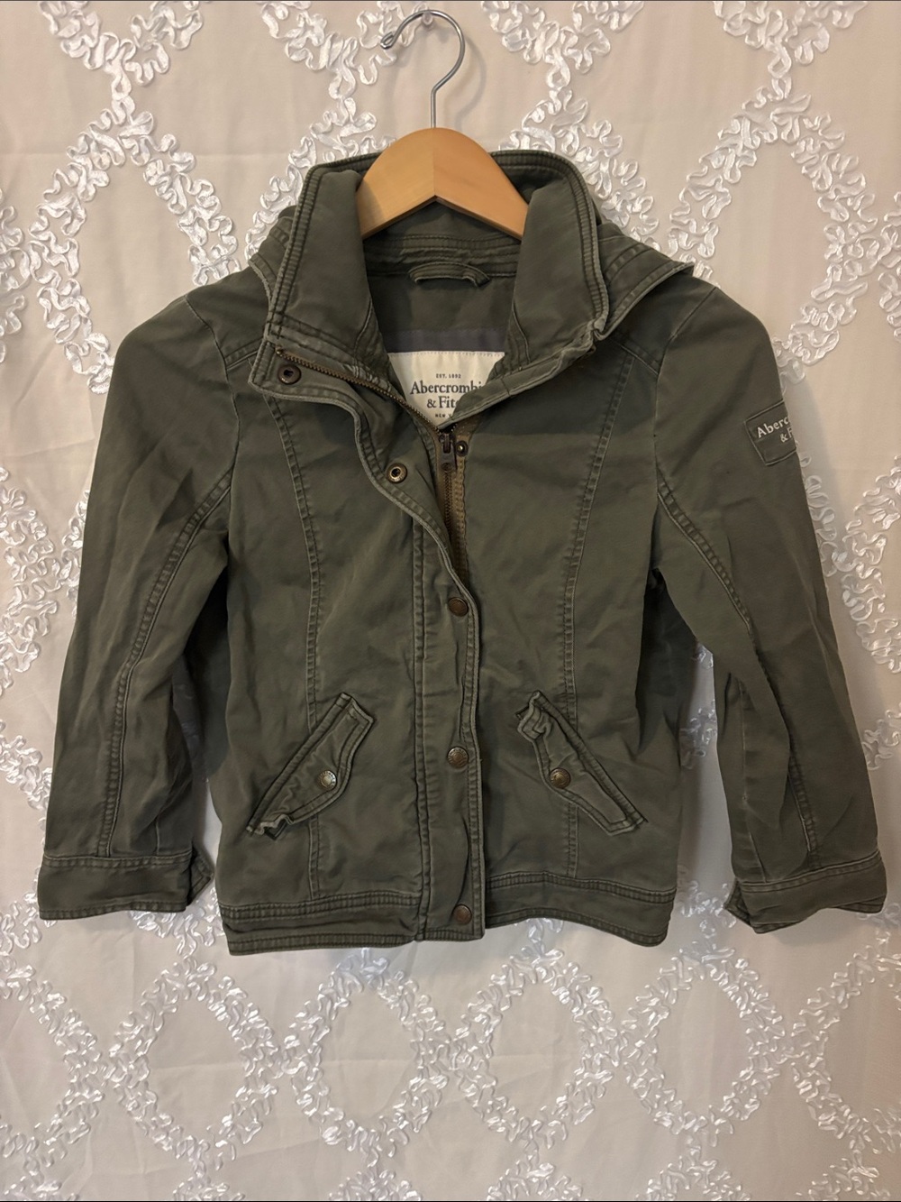 Abercrombie & Fitch Kids Olive Utility Jean Jacket